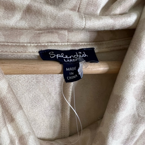 Splendid Cowl Neck Pullover Top Oatmeal Leopard Large NEW - Picture 7 of 9